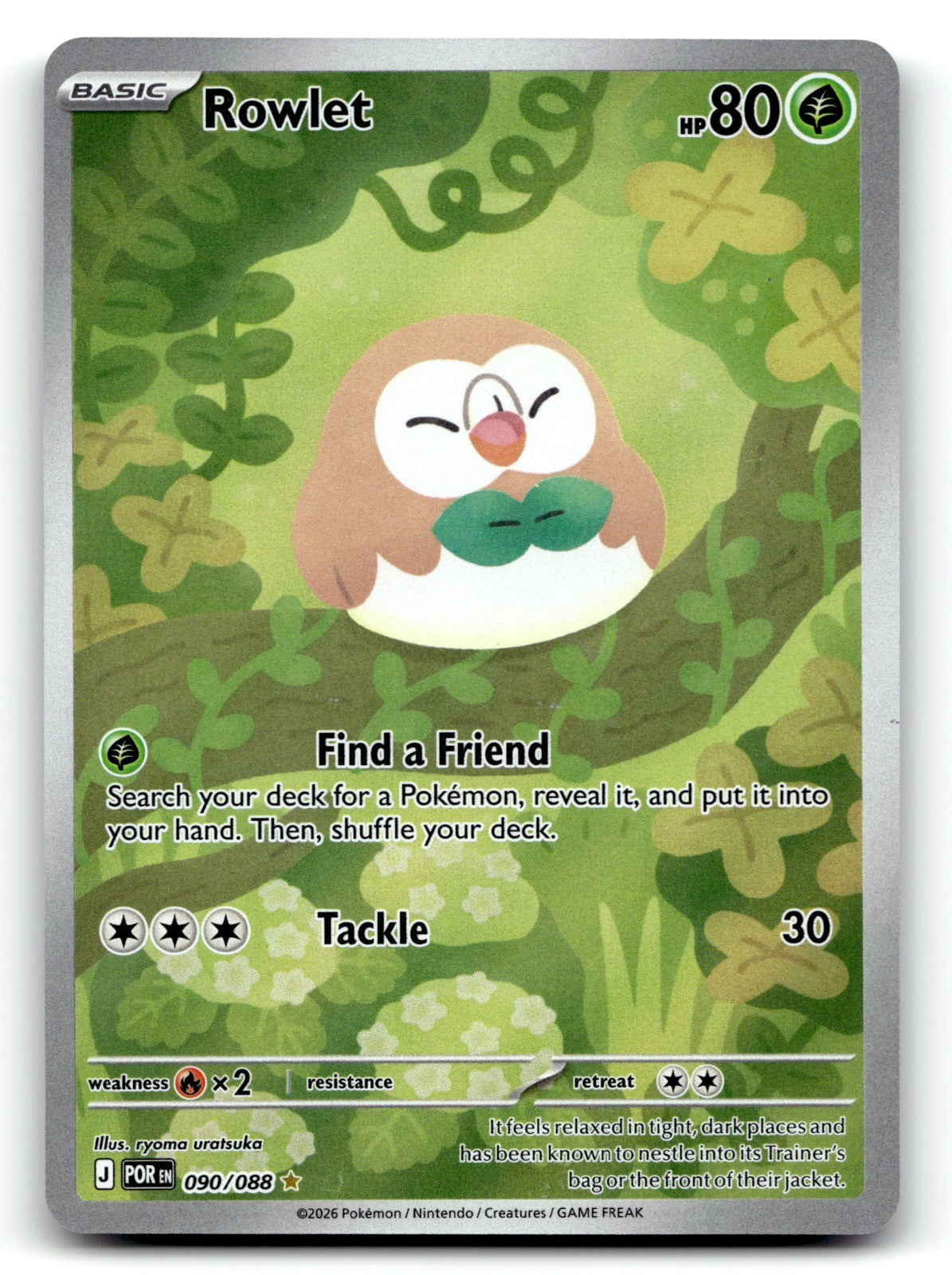 Rowlet Holo Illustration Rare ME03: Perfect Order 090/088 NM