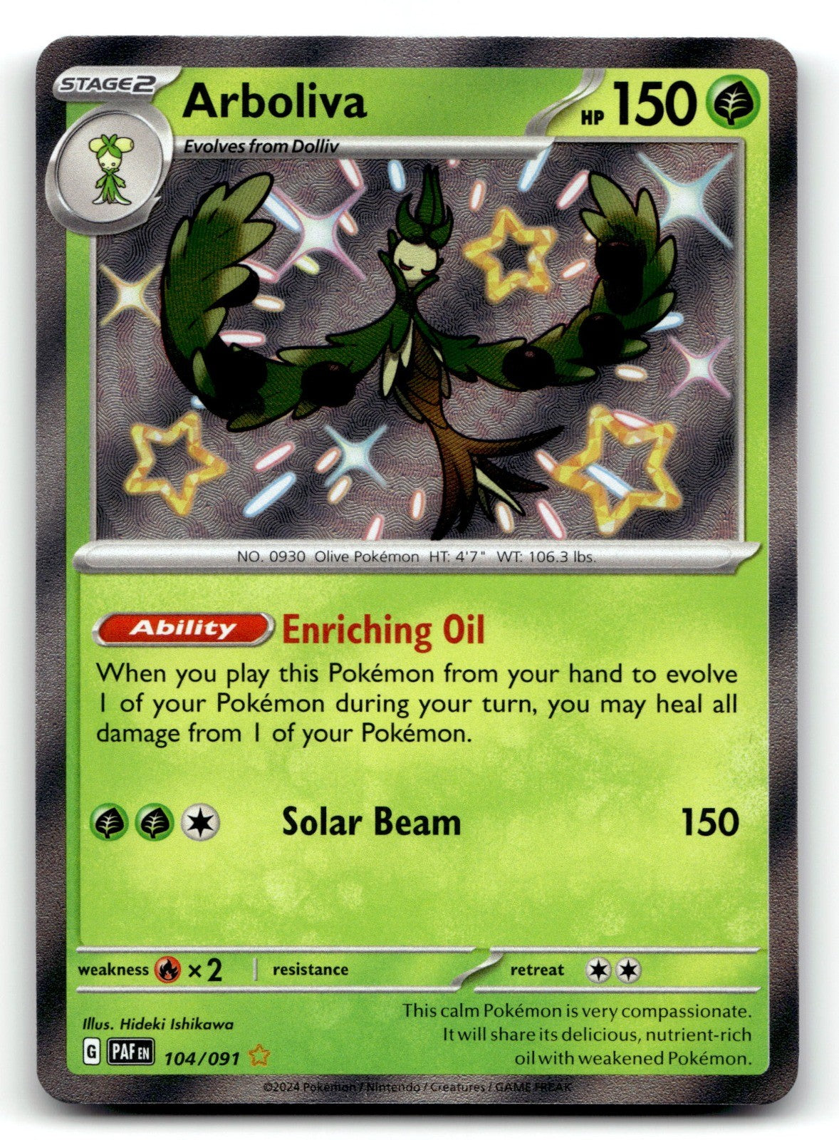 Arboliva Holo Shiny Rare SV: Paldean Fates 104/091 NM