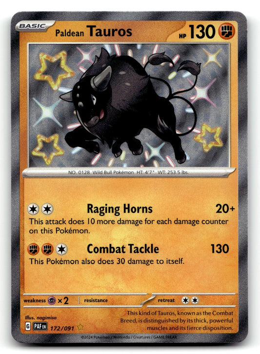 Paldean Tauros Holo Shiny Rare SV: Paldean Fates 172/091 NM