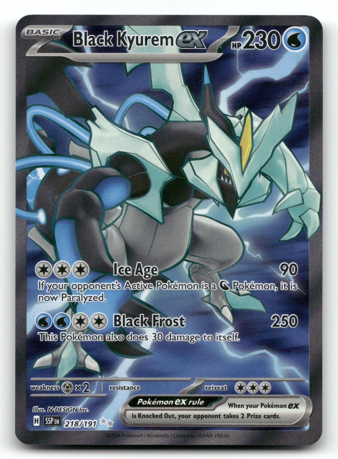 Black Kyurem ex Holo Ultra Rare SV08: Surging Sparks 218/191 NM