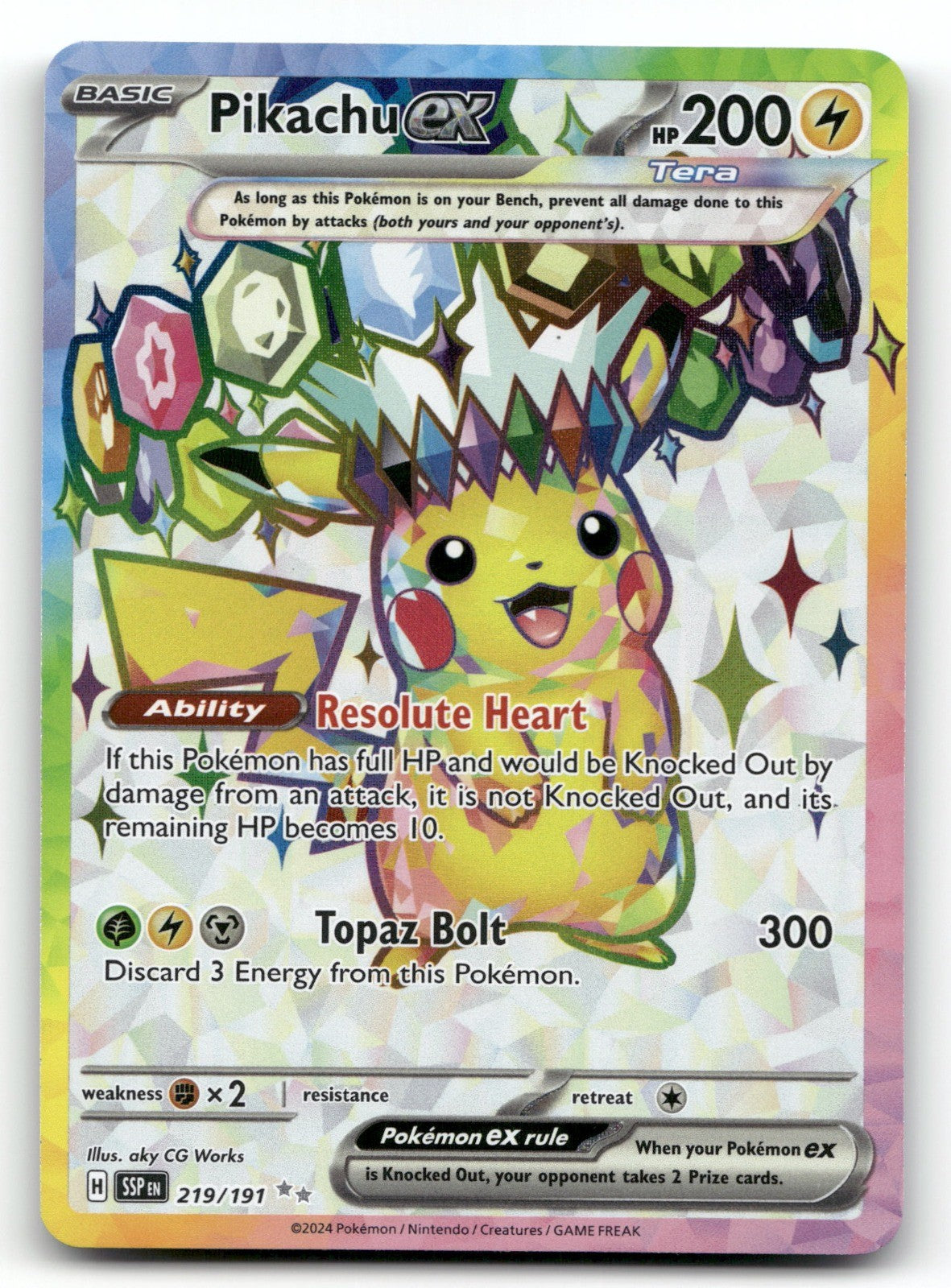 Pikachu ex Holo Ultra Rare SV08: Surging Sparks 219/191 NM
