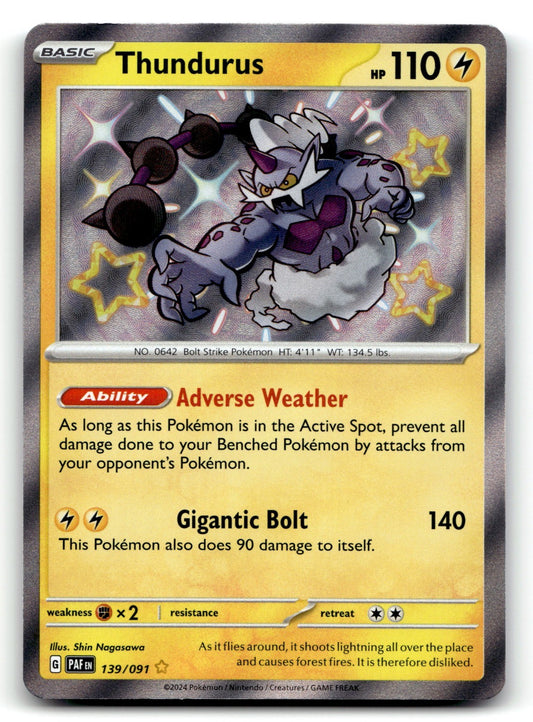 Thundurus Holo Shiny Rare SV: Paldean Fates 139/091 NM
