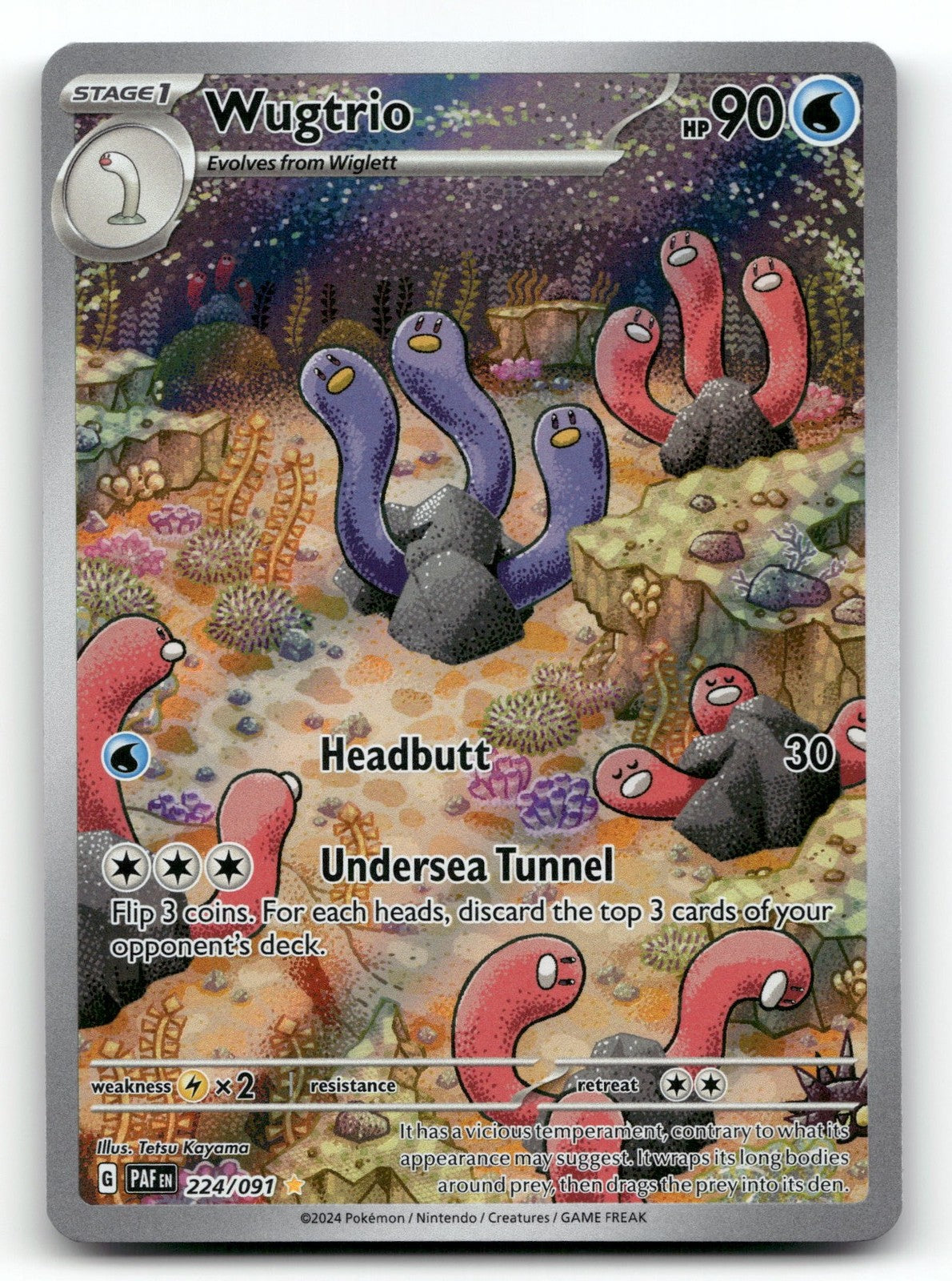 Wugtrio - Holo Illustration Rare SV: Paldean Fates 224/091 NM