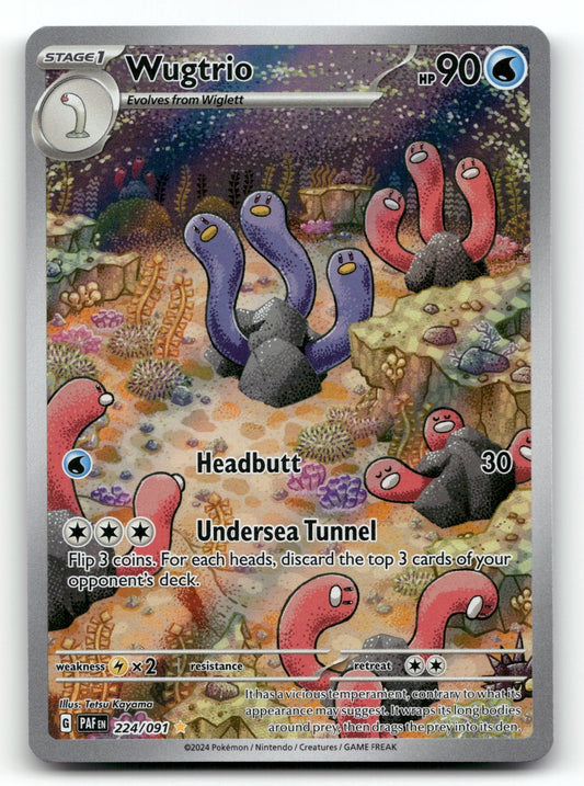 Wugtrio - Holo Illustration Rare SV: Paldean Fates 224/091 NM