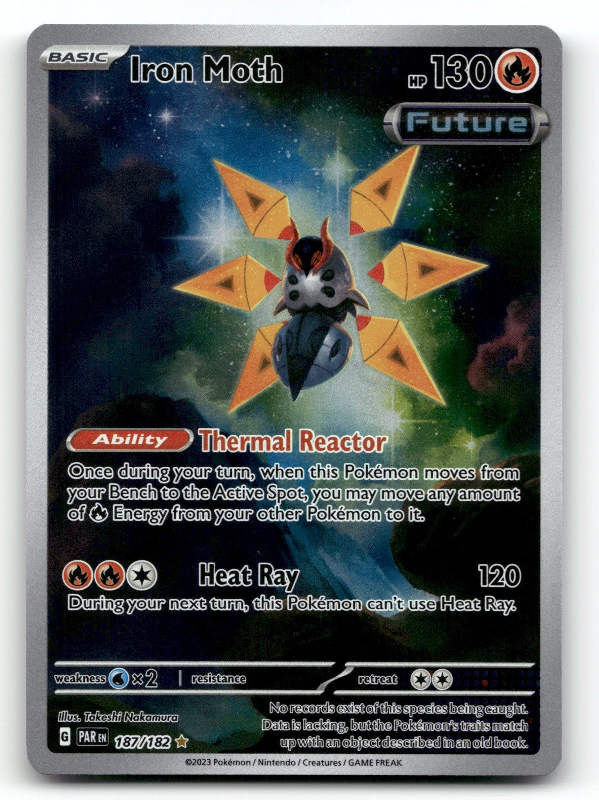 Iron Moth Holo Illustration Rare SV04: Paradox Rift 187/182 NM