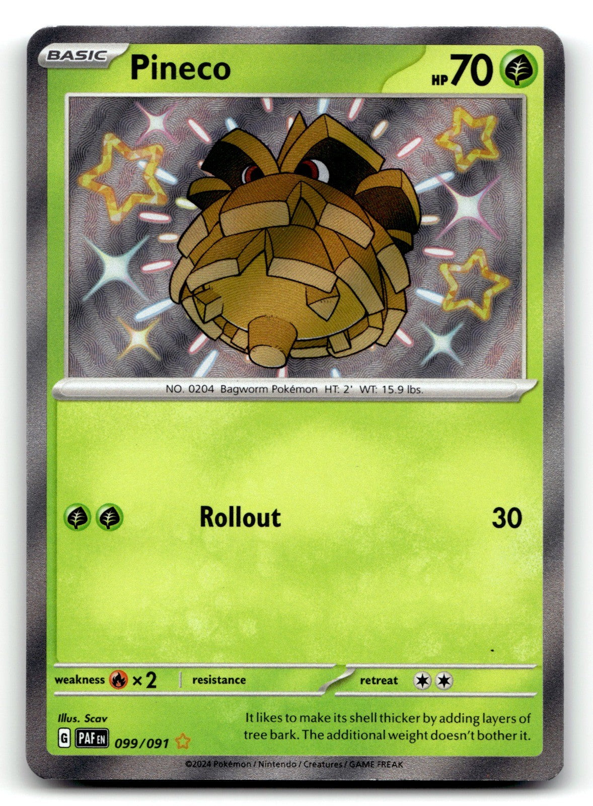 Pineco Holo Shiny Rare SV: Paldean Fates 099/091 NM