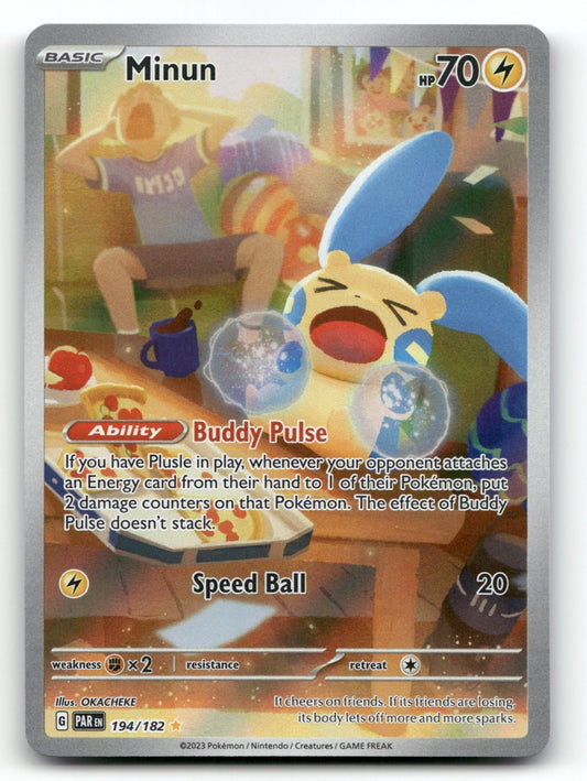 Minun Holo Illustration Rare SV04: Paradox Rift 194/182 NM